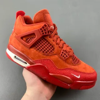 Air Jordan 4 Red Suede High-Top Basketball Shoes