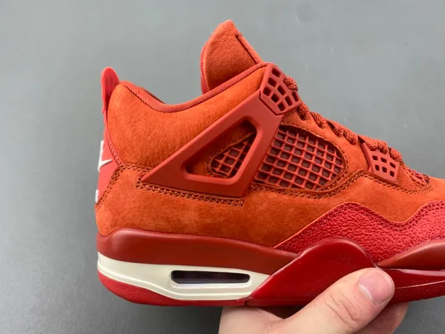 Air Jordan 4 Red Suede High-Top Basketball Shoes 3