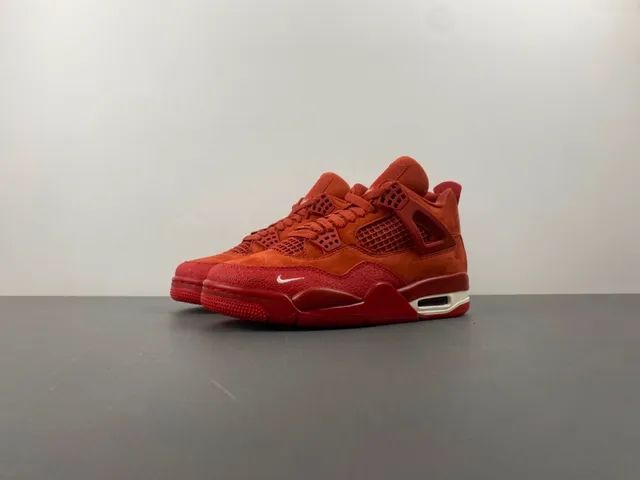 Air Jordan 4 Red Suede High-Top Basketball Shoes 10
