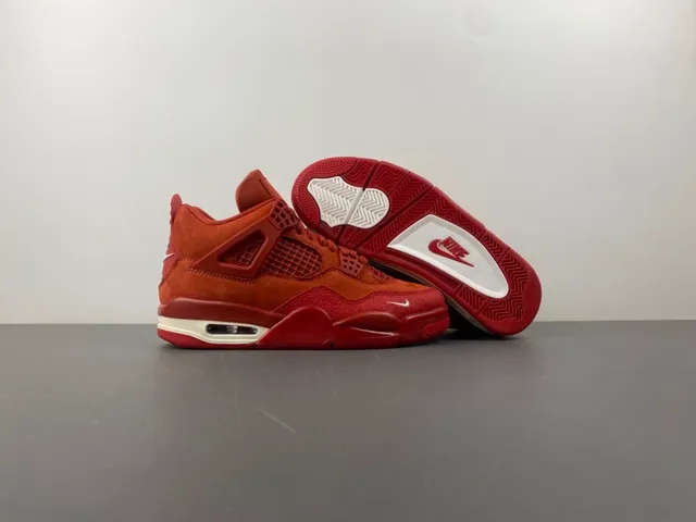 Air Jordan 4 Red Suede High-Top Basketball Shoes 12