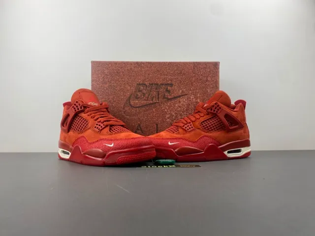 Air Jordan 4 Red Suede High-Top Basketball Shoes 13