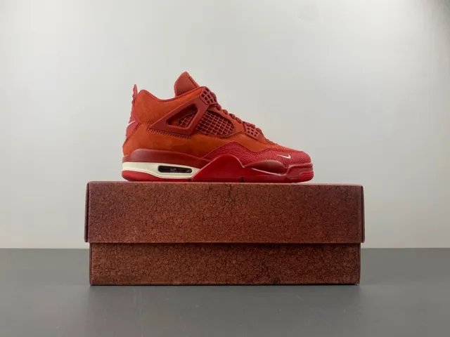 Air Jordan 4 Red Suede High-Top Basketball Shoes 15