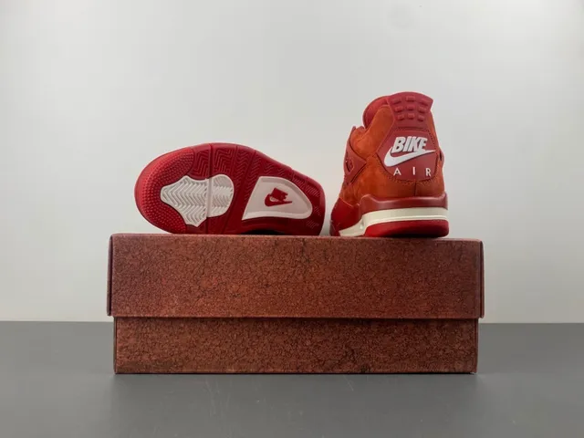 Air Jordan 4 Red Suede High-Top Basketball Shoes 16