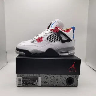 Air Jordan 4 Retro SE Branco Vermelho Azul Tênis de Basquete