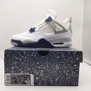 Air Jordan 4 Retro White/Midnight Navy Basketball Shoes