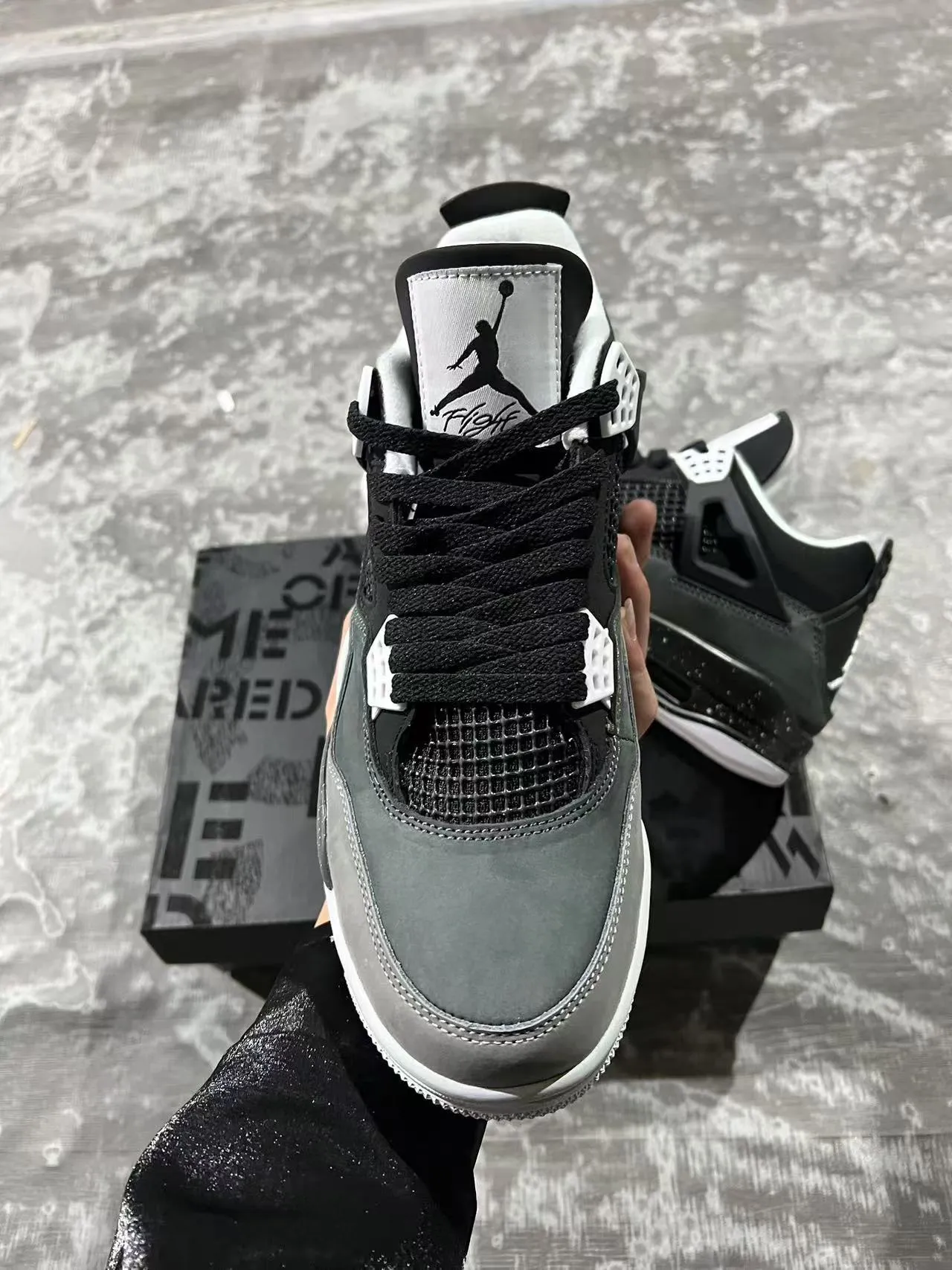 Air Jordan 4 Speckled Particle Gray Basketball Shoes 3
