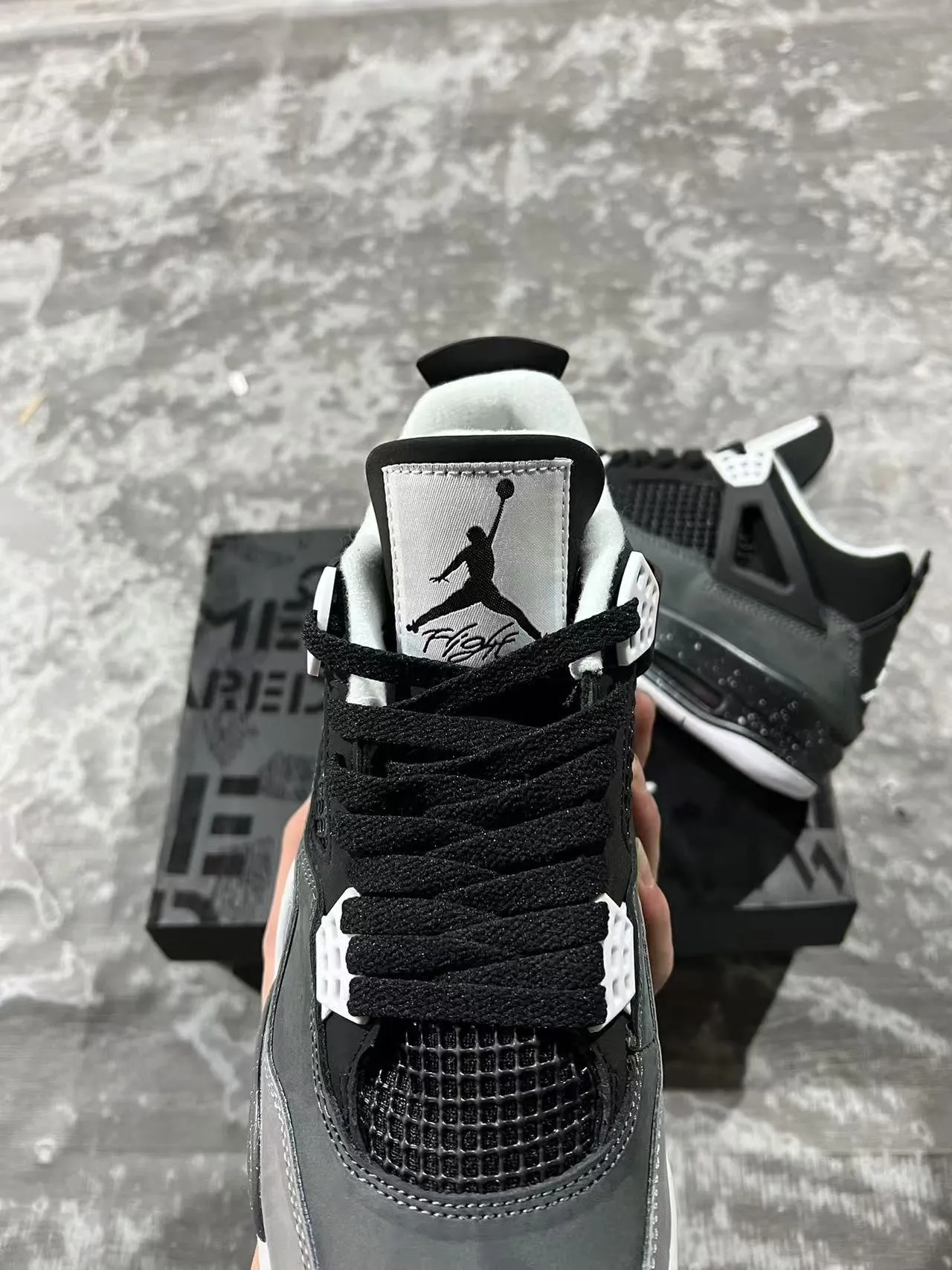 Air Jordan 4 Speckled Particle Gray Basketball Shoes 4