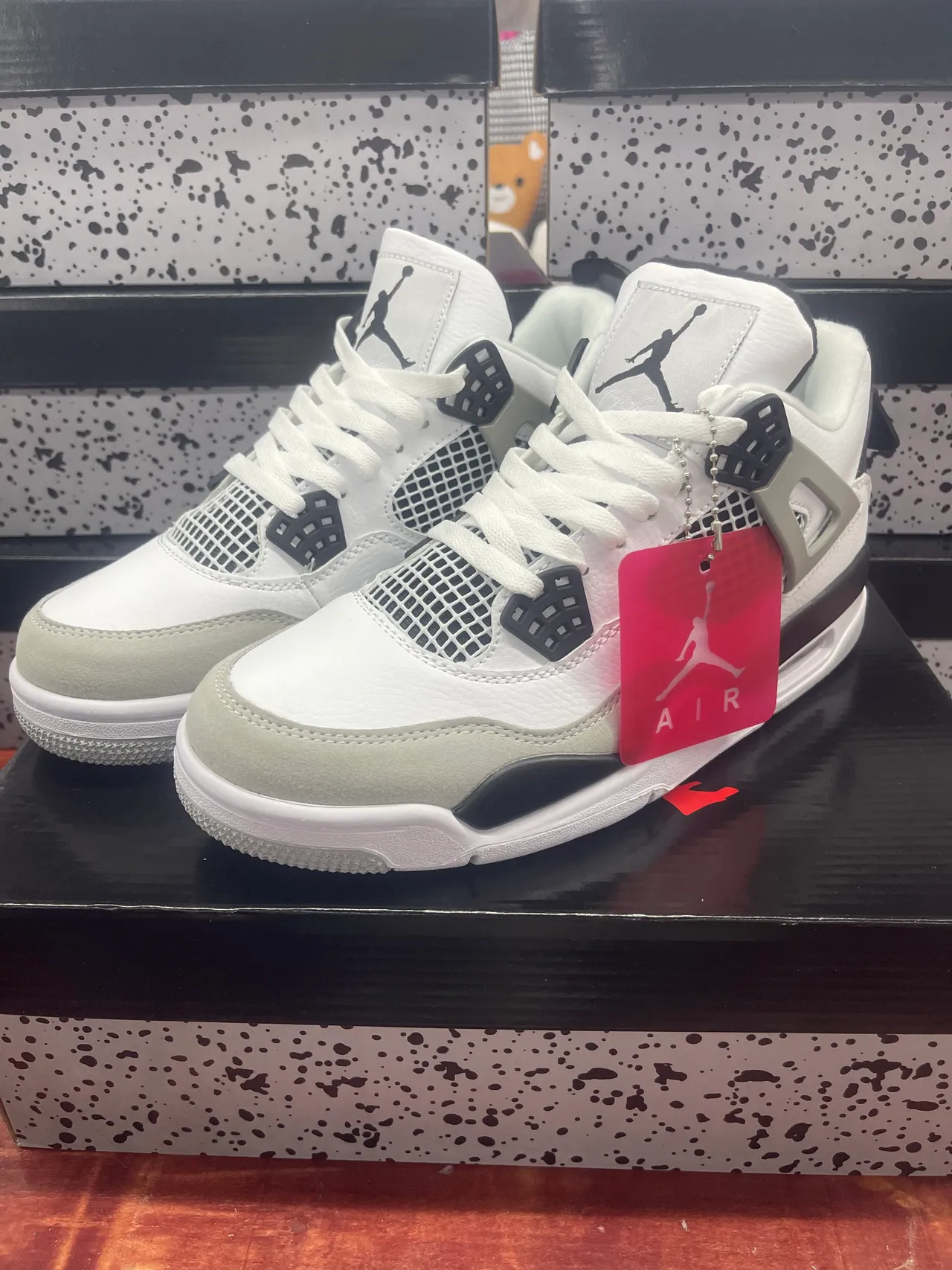 Air Jordan 4 Tênis de basquete branco preto cinza 2