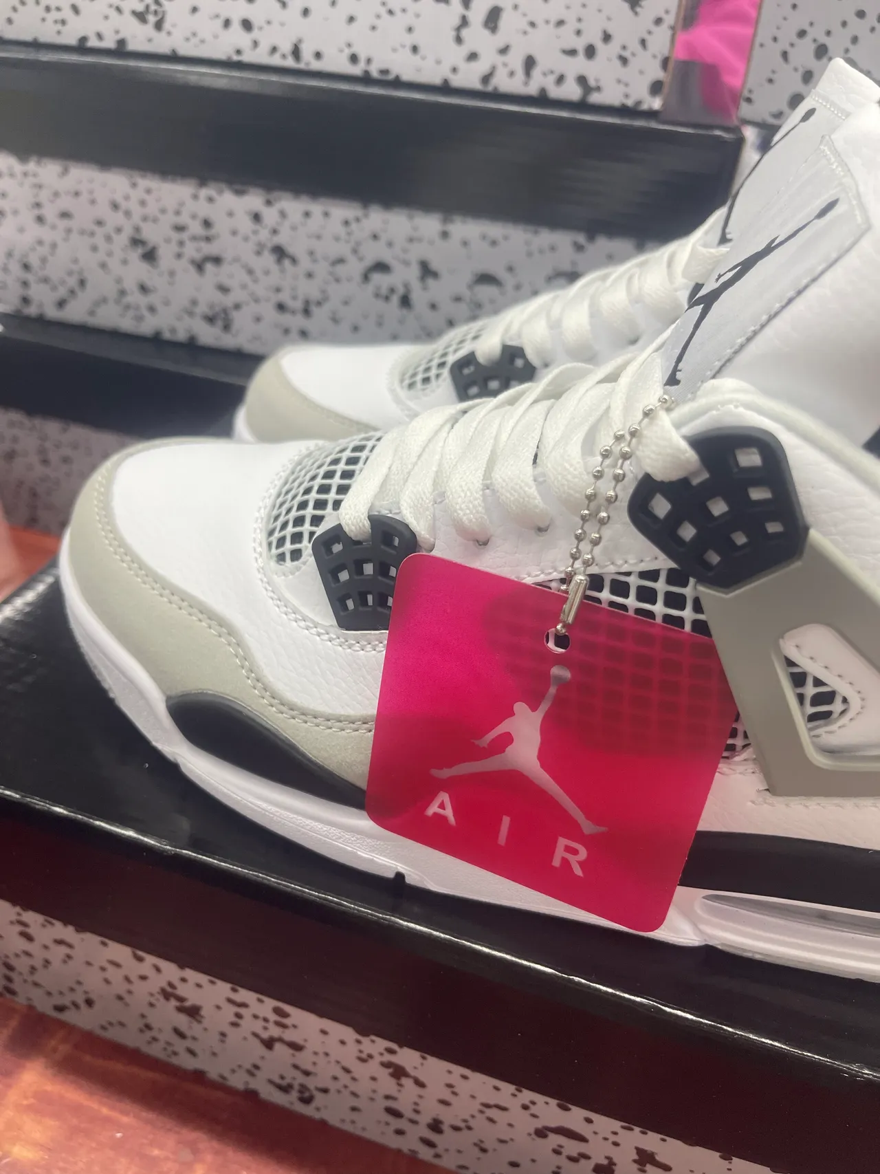 Air Jordan 4 Tênis de basquete branco preto cinza 3