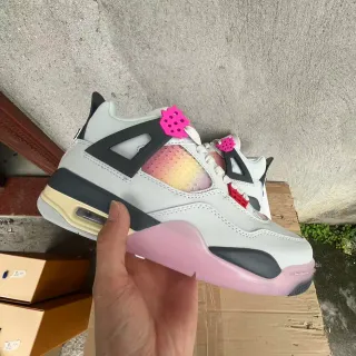 Air Jordan 4 White Black Pink Gradient Mesh Basketball Shoes