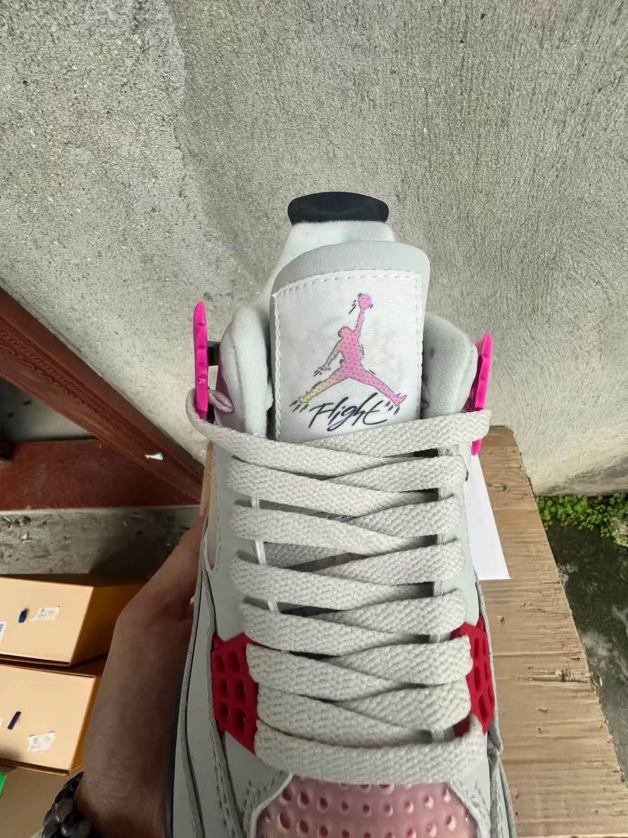 Air Jordan 4 White Black Pink Gradient Mesh Basketball Shoes 4