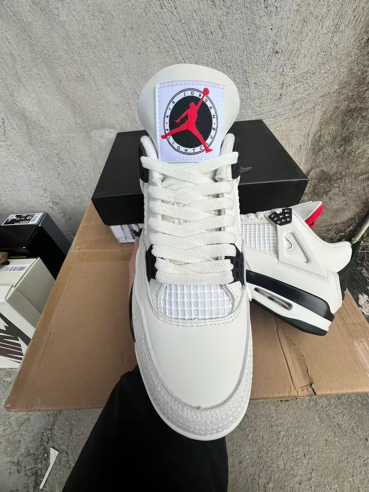 Air Jordan 4 Tênis de Basquete Branco Preto Vermelho 3