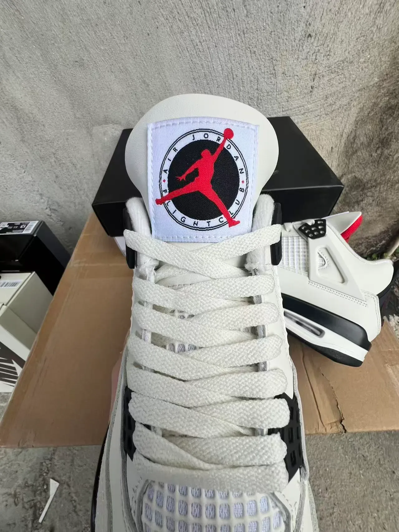 Air Jordan 4 Tênis de Basquete Branco Preto Vermelho 4