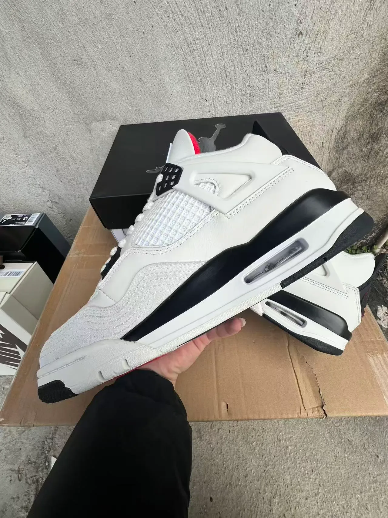 Air Jordan 4 Tênis de Basquete Branco Preto Vermelho 5