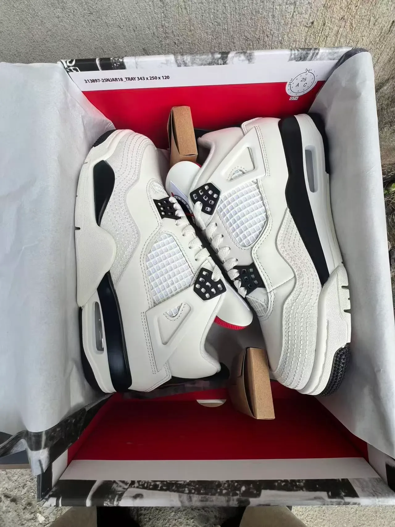Air Jordan 4 Tênis de Basquete Branco Preto Vermelho 9