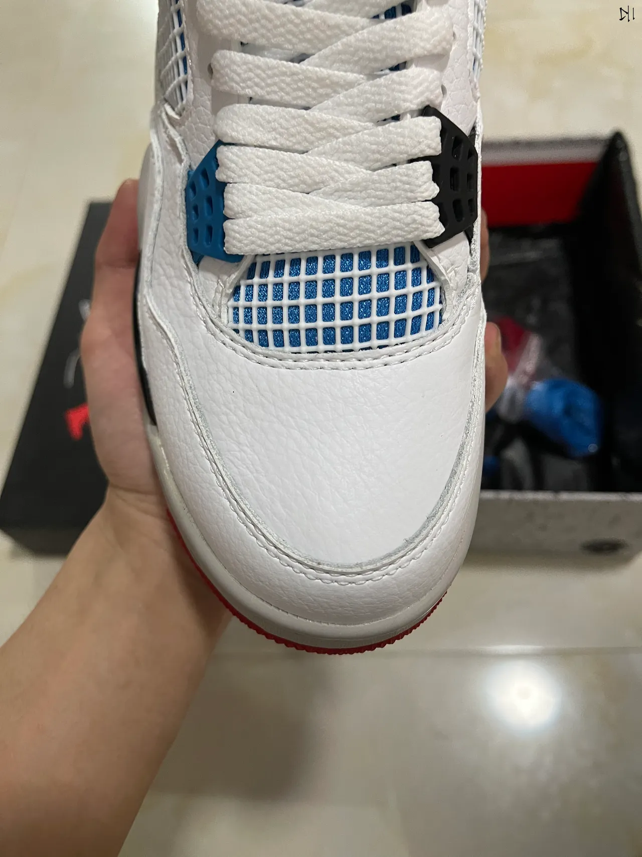 Air Jordan 4 White Blue Red Basketball Shoes 3