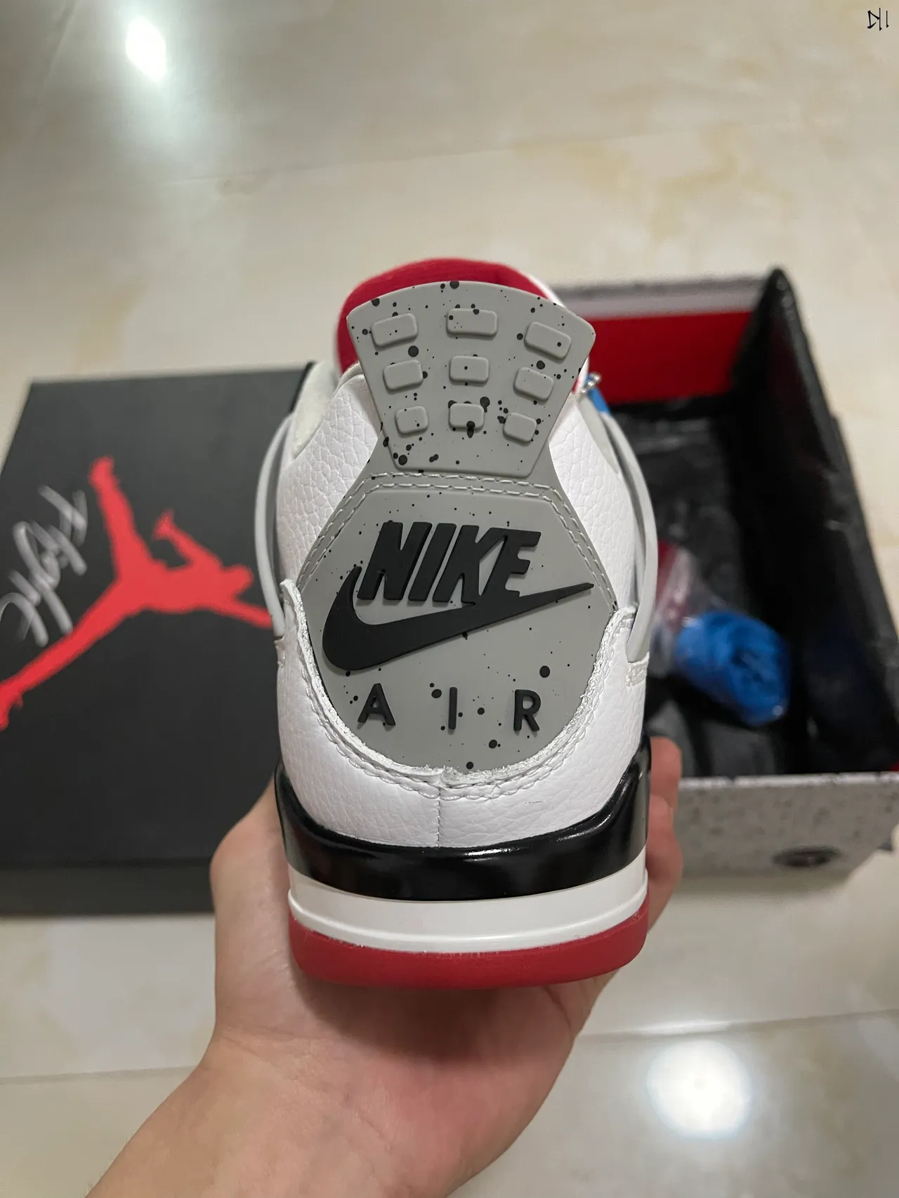 Air Jordan 4 White Blue Red Basketball Shoes 7