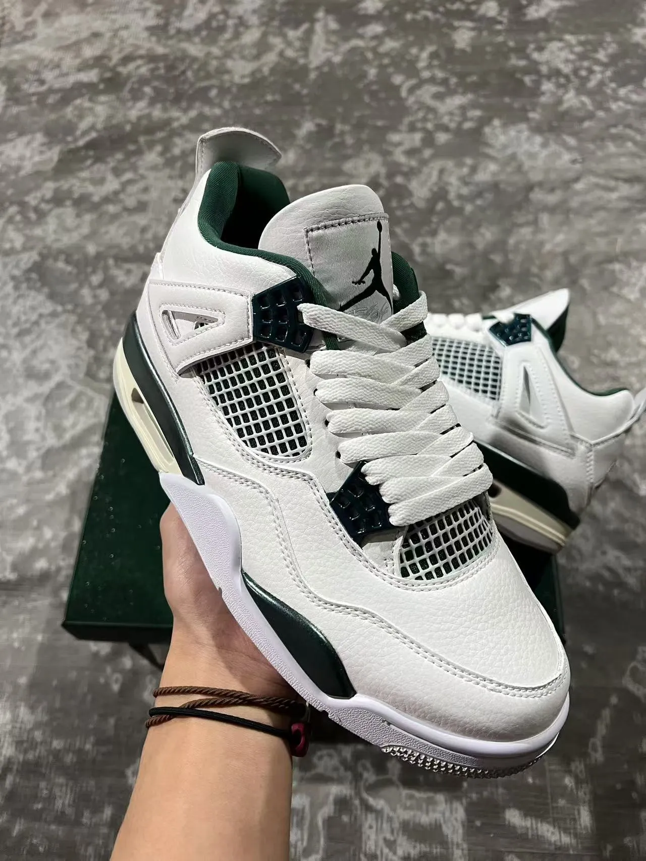 Air Jordan 4 White Dark Green Basketball Shoes 2