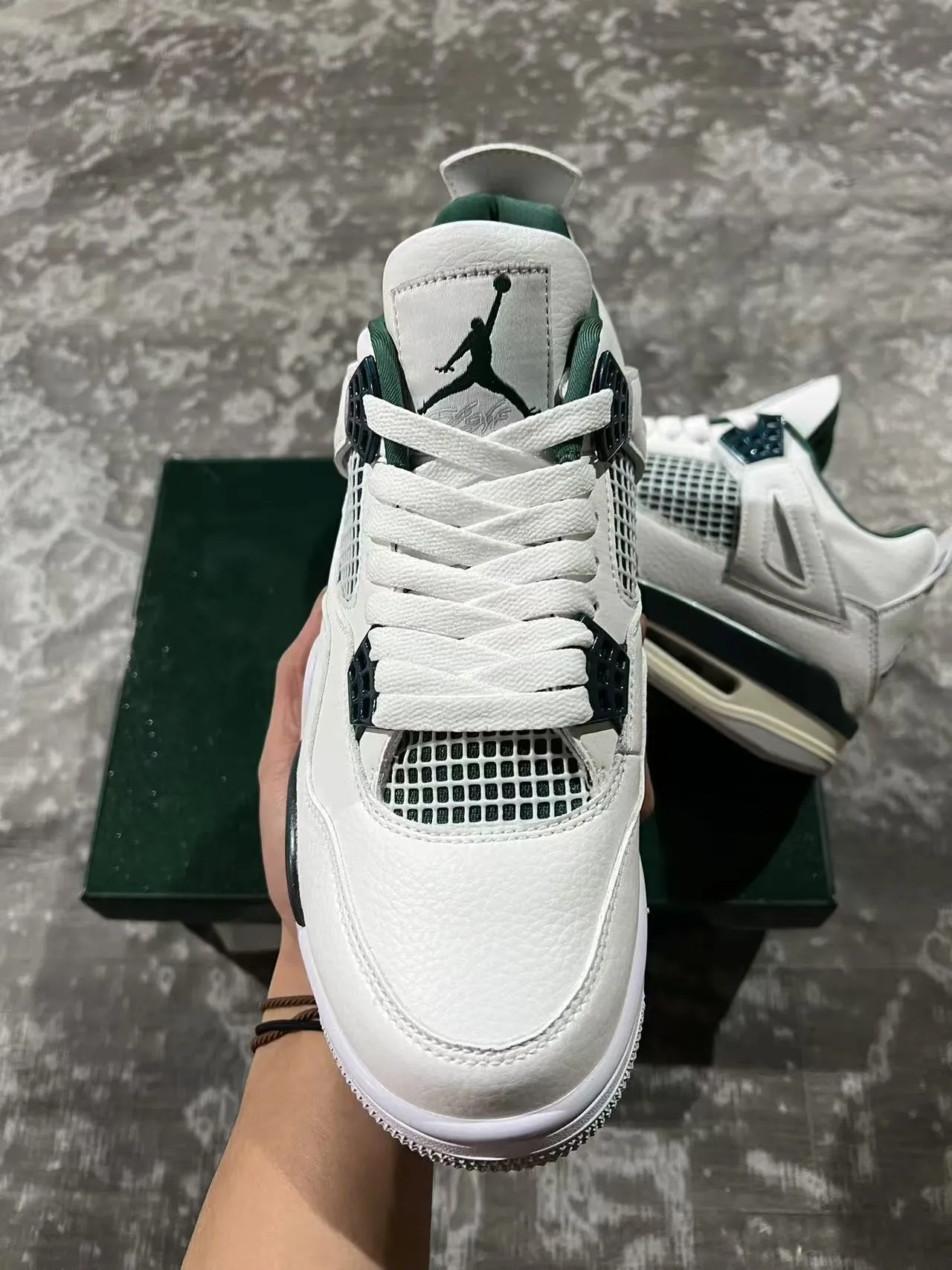 Air Jordan 4 White Dark Green Basketball Shoes 3