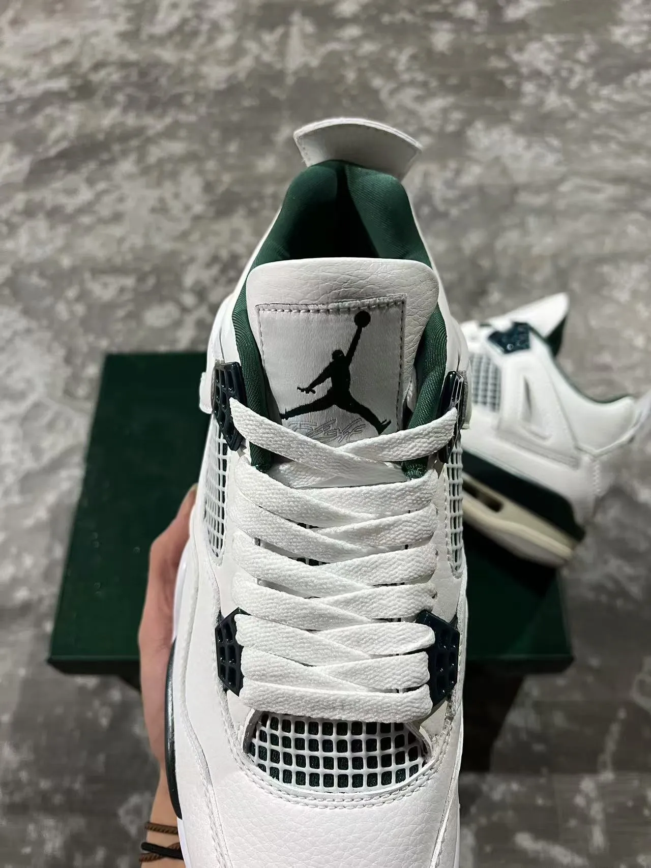 Air Jordan 4 White Dark Green Basketball Shoes 4