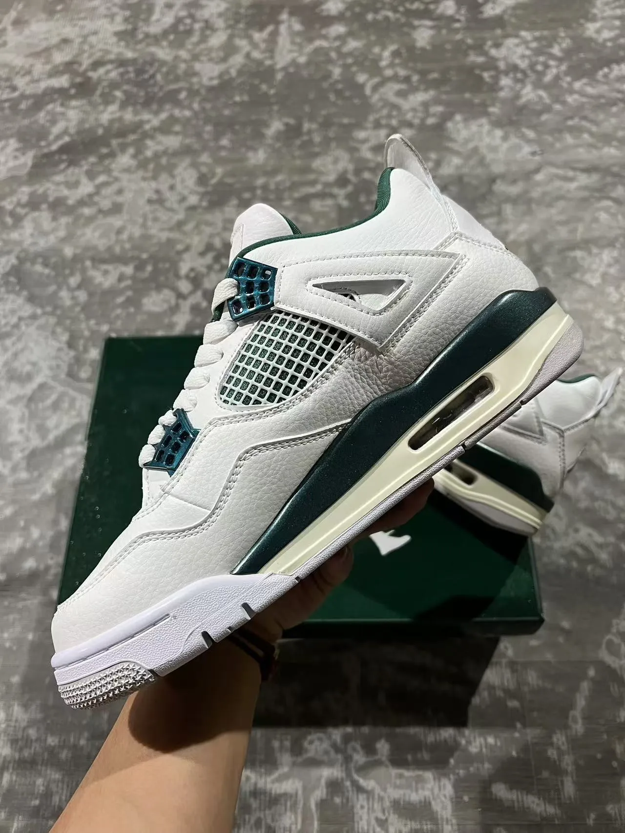Air Jordan 4 White Dark Green Basketball Shoes 5