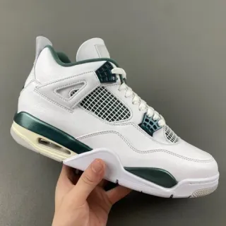 Air Jordan 4 White Metallic Green Basketball Shoes