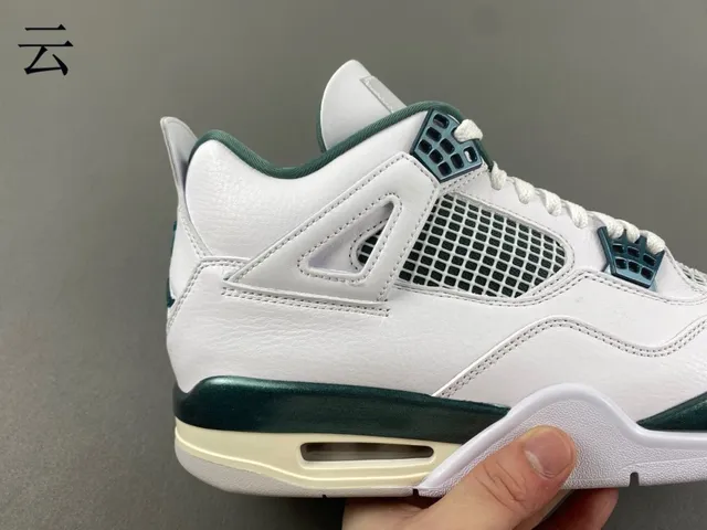 Air Jordan 4 White Metallic Green Basketball Shoes 2