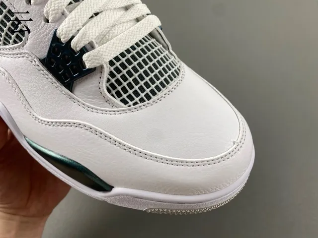 Air Jordan 4 White Metallic Green Basketball Shoes 3