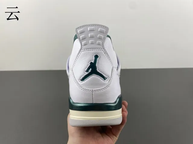 Air Jordan 4 White Metallic Green Basketball Shoes 4