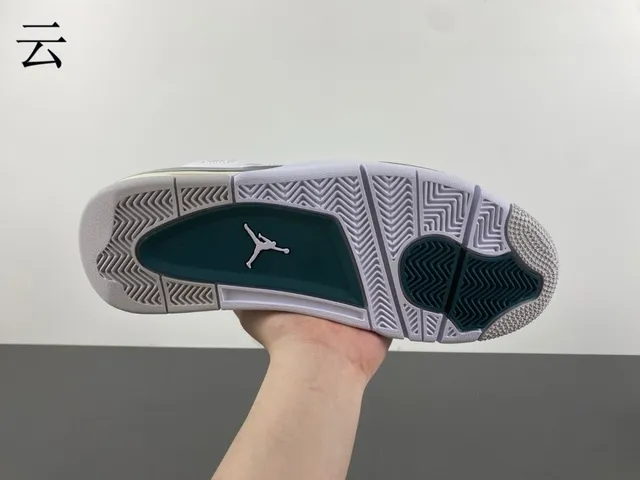 Air Jordan 4 White Metallic Green Basketball Shoes 9