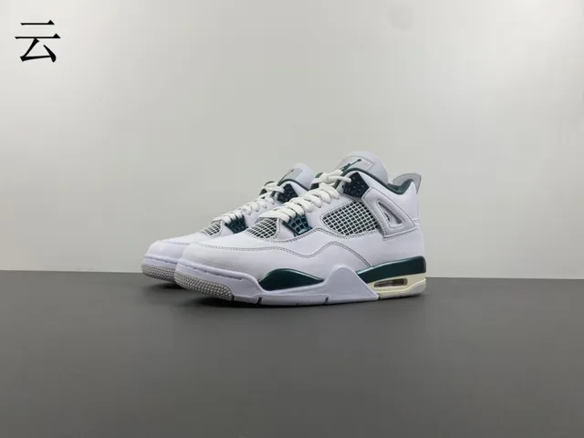 Air Jordan 4 White Metallic Green Basketball Shoes 10