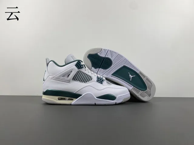 Air Jordan 4 White Metallic Green Basketball Shoes 12