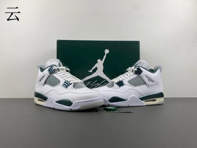 Air Jordan 4 White Metallic Green Basketball Shoes 13