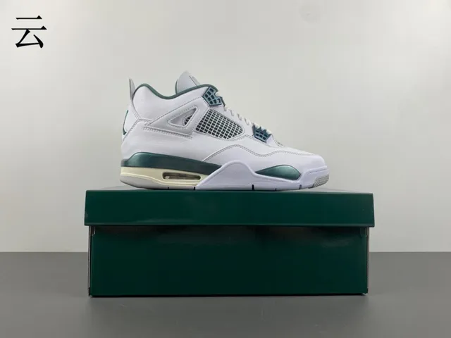 Air Jordan 4 White Metallic Green Basketball Shoes 15