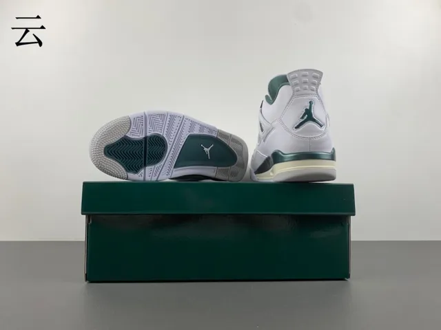 Air Jordan 4 White Metallic Green Basketball Shoes 16