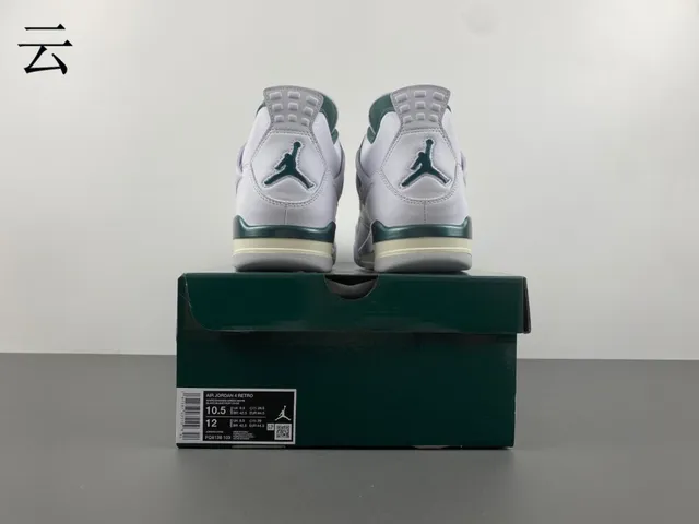 Air Jordan 4 White Metallic Green Basketball Shoes 17