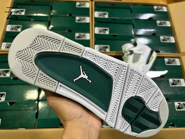 Air Jordan 4 White Metallic Green Basketball Shoes 19