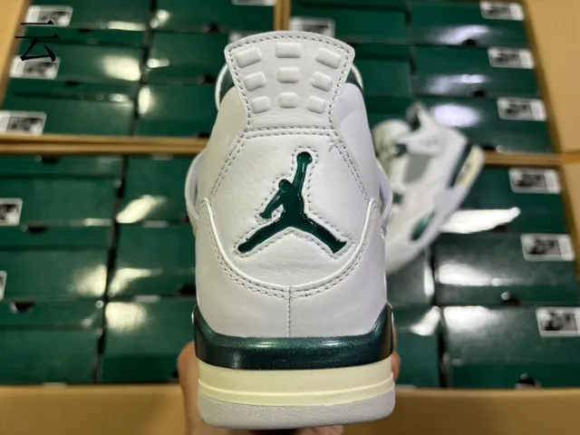 Air Jordan 4 White Metallic Green Basketball Shoes 20