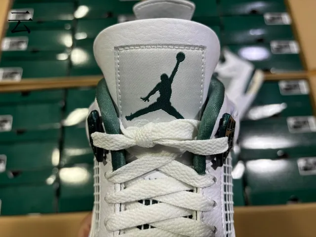 Air Jordan 4 White Metallic Green Basketball Shoes 21