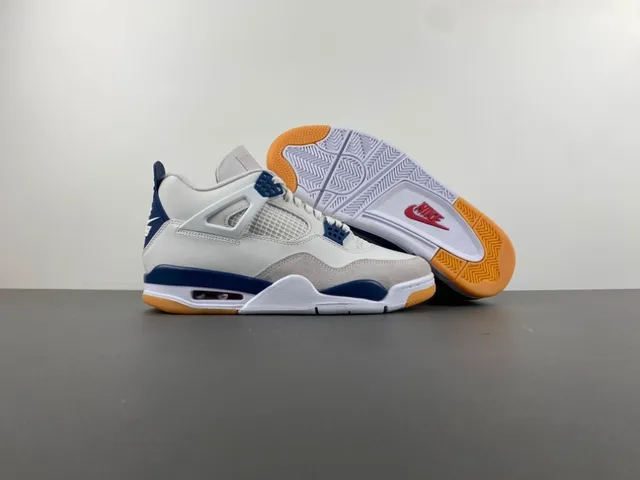 Air Jordan 4 White Navy Gum Basketball Shoes 12