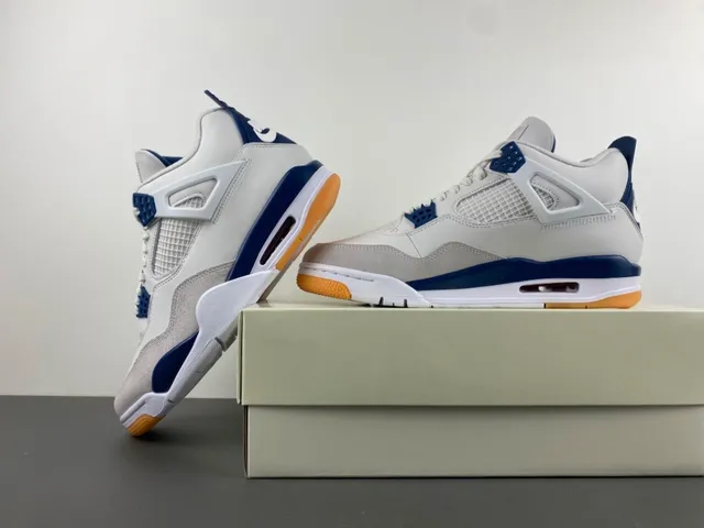 Air Jordan 4 White Navy Gum Basketball Shoes 14