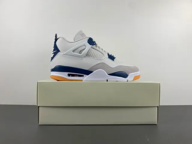 Air Jordan 4 White Navy Gum Basketball Shoes 15