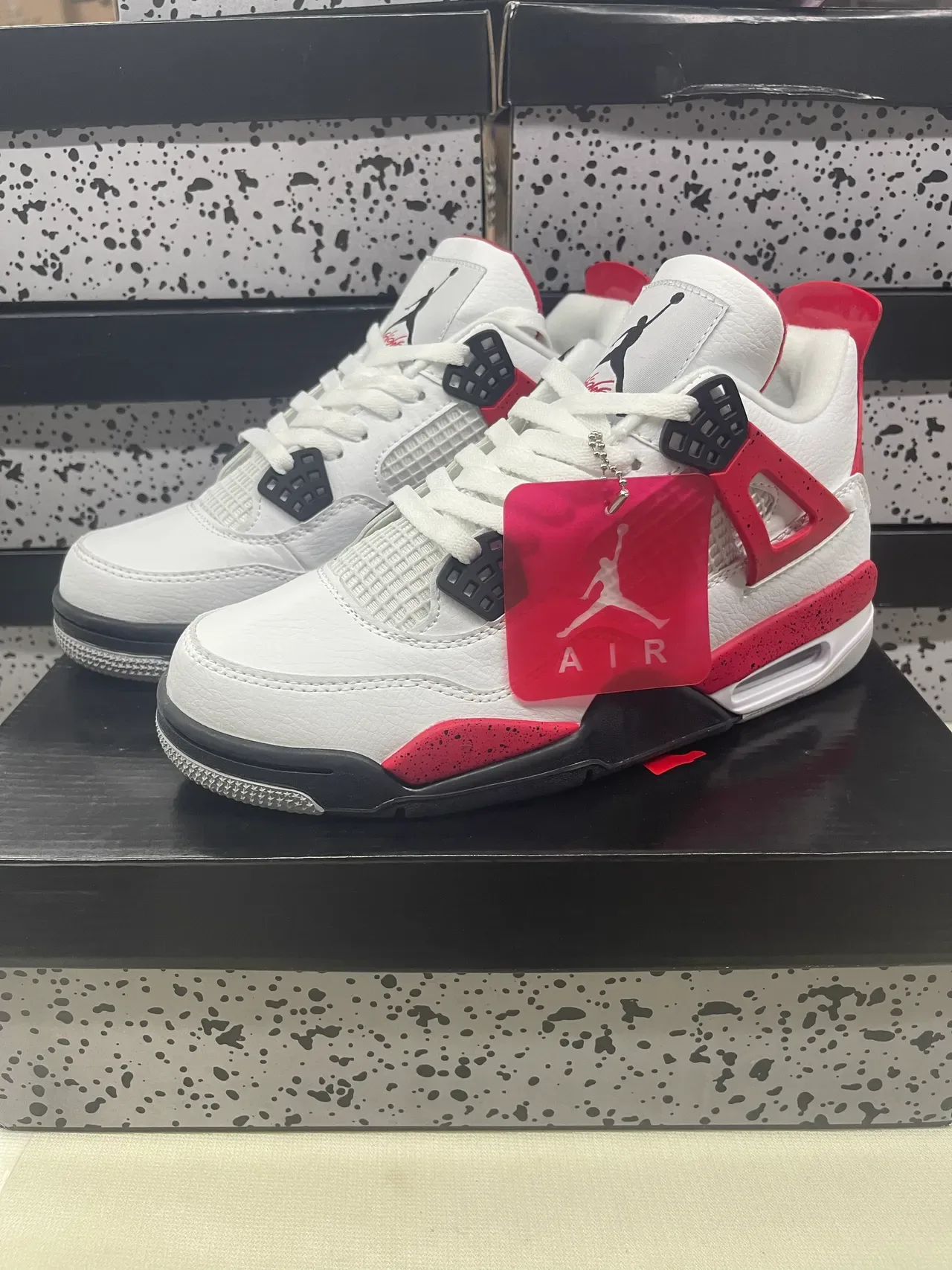 Air Jordan 4 Chaussures de Basketball Blanc Rouge Noir 3