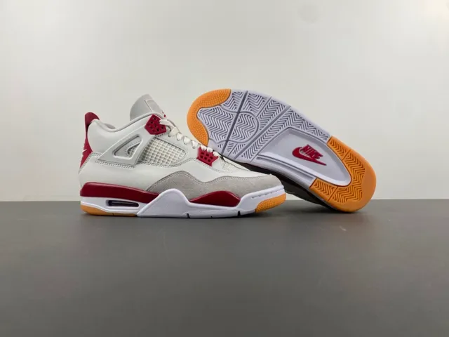 Air Jordan 4 White Red Gum Basketball Shoes 11