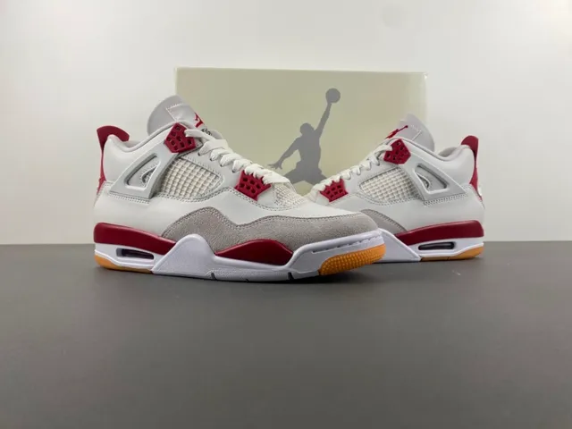 Air Jordan 4 White Red Gum Basketball Shoes 12