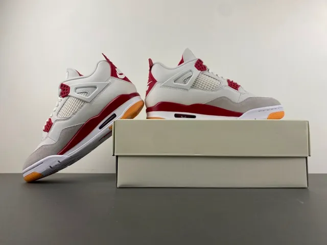 Air Jordan 4 White Red Gum Basketball Shoes 13
