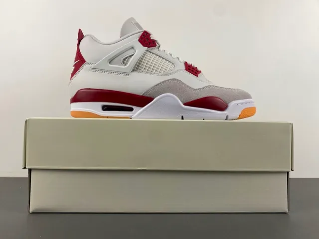 Air Jordan 4 White Red Gum Basketball Shoes 14