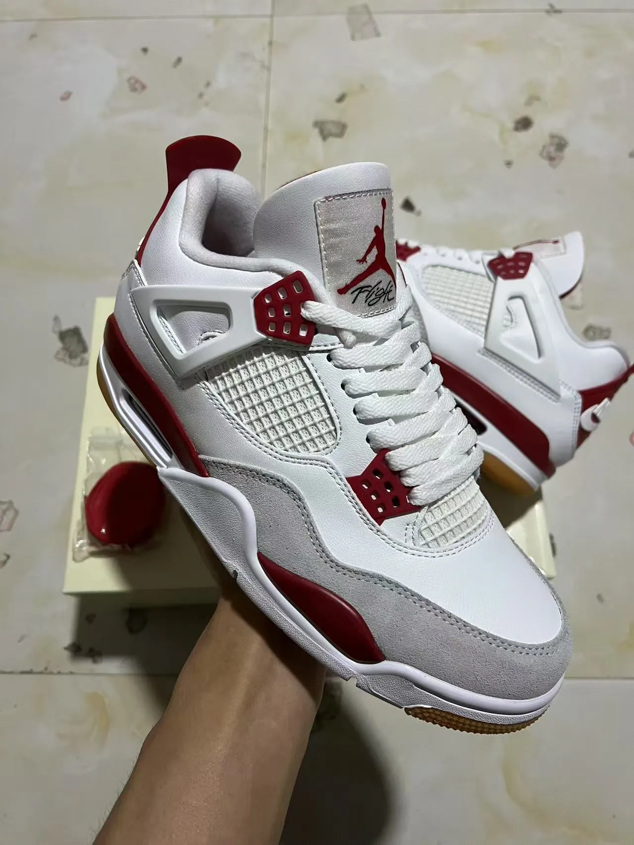 Air Jordan 4 White Red Gum Basketball Shoes 2