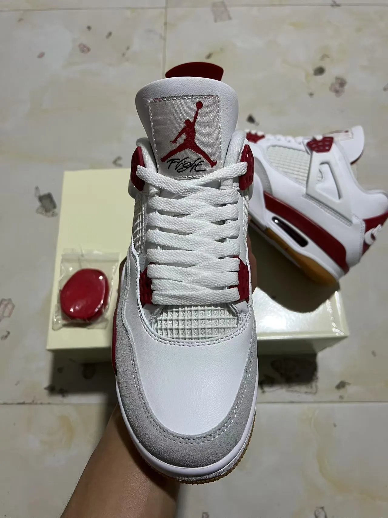Air Jordan 4 White Red Gum Basketball Shoes 3