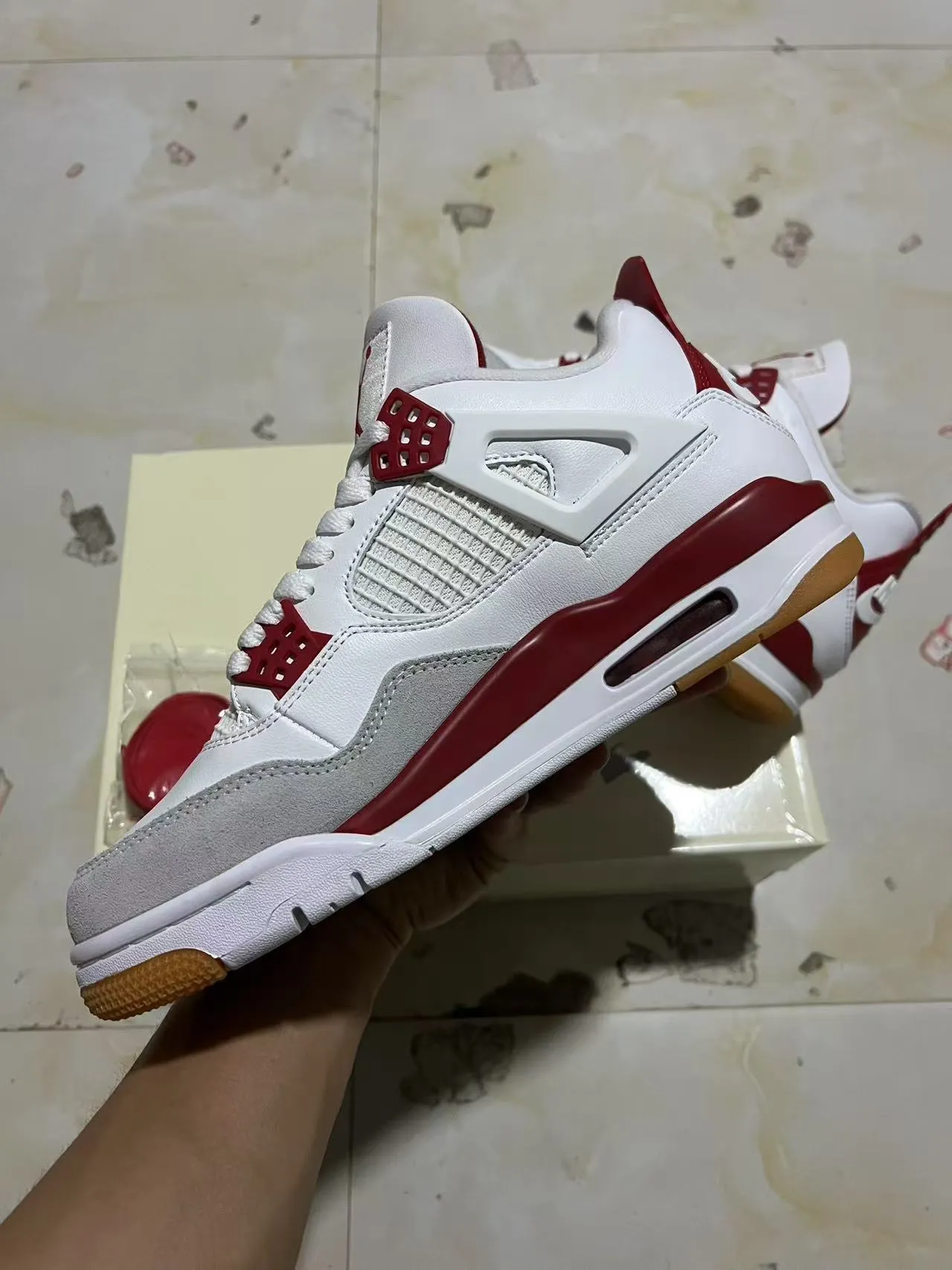 Air Jordan 4 White Red Gum Basketball Shoes 5